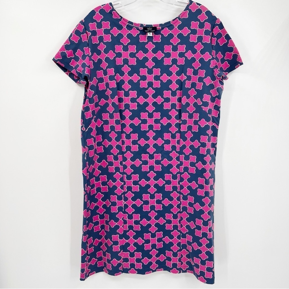 Sailor Sailor Navy Blue Pink Stretch T-Shirt Dress XL *Altered* Preppy